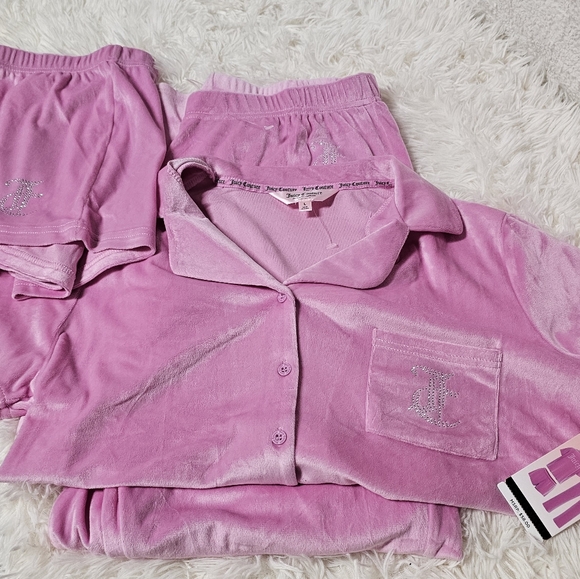 Juicy Couture 3-Piece Womens Pajama Set Lounge Wear Soft Comfy Rhinestone - Picture 10 of 12